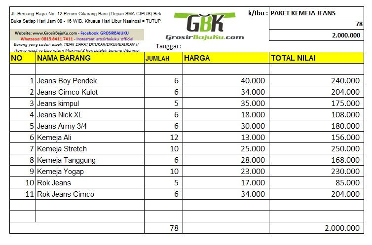 Grosir Celana Jeans Kemeja 15 Murah GrosirbajuKu COM