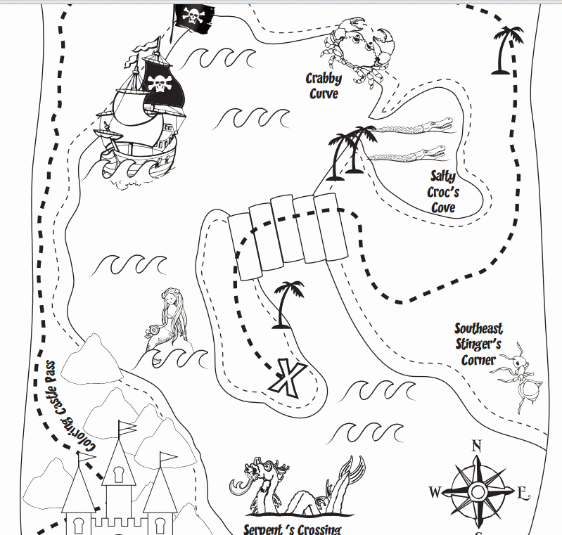 treasure map coloring pages for kids coloring home