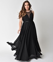 21+ Formal Black Chiffon Dress, Cool!