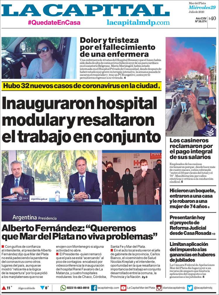 Portada de Diario La Capital - Mar del Plata (Argentina)