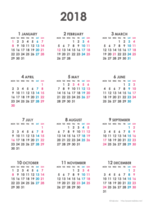 18年シンプルカレンダー 年間カレンダー かわいいカレンダー やペーパーグッズを無料でダウンロードサイト Kajilabo Paper カジラボ ペーパー