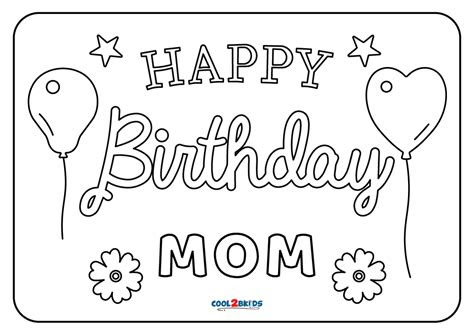 Download the coloring birthday card for mom. printable coloring pages for mom