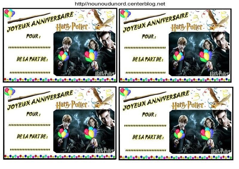 Etiquettes Invitations Harry Potter Pour Anniversaire