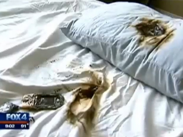 Celular pegou fogo nos EUA após uso de bateria comprada separadamente (Foto: Reprodução/YouTube/Fox4)