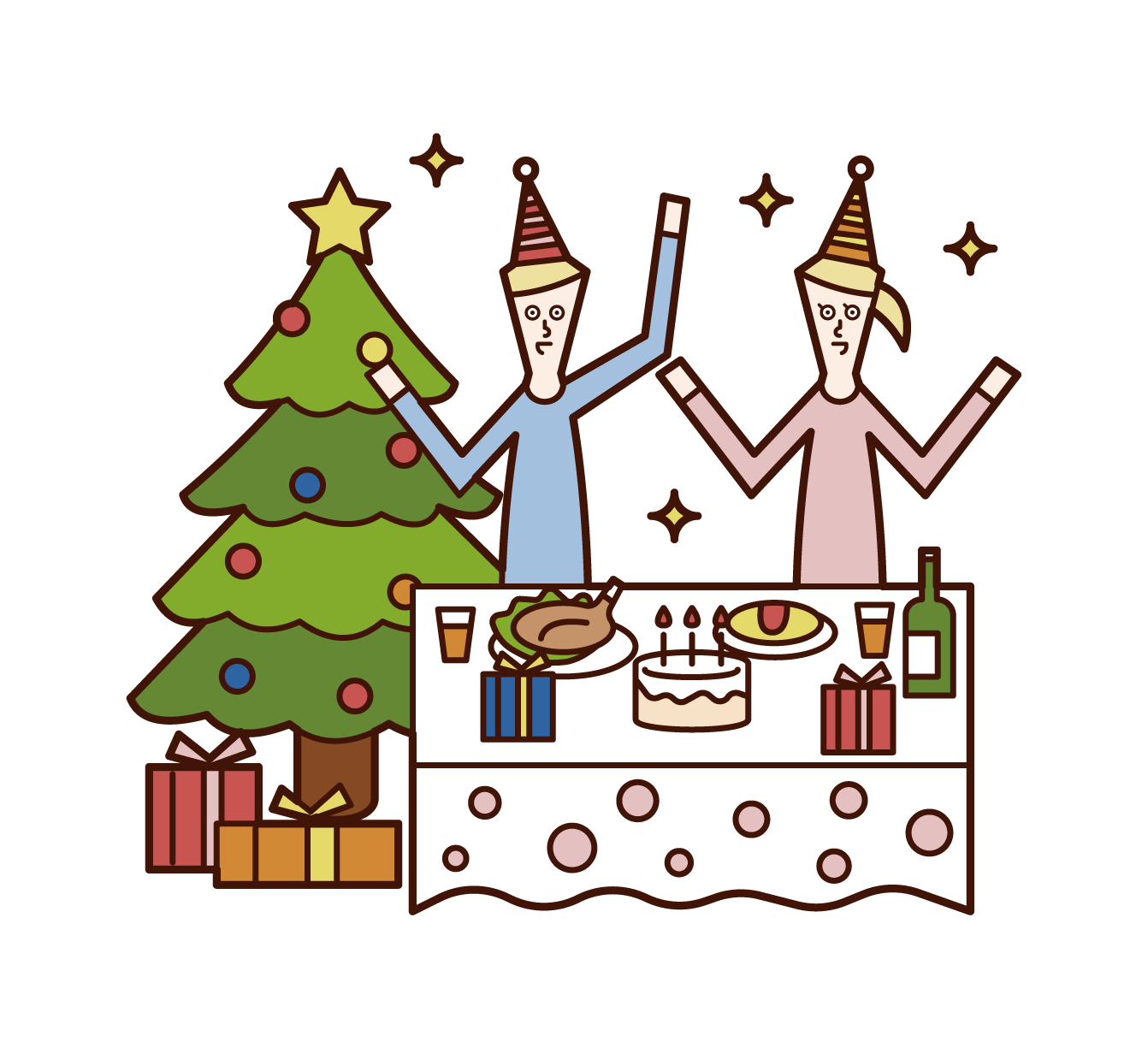 クリスマスパーティを楽しむ子供たちのイラスト フリーイラスト素材 Kukukeke ククケケ