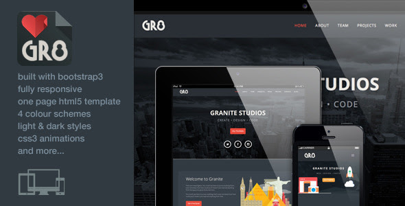 Granite - One Page Responsive Bootstrap3 Template - Portfolio Creative