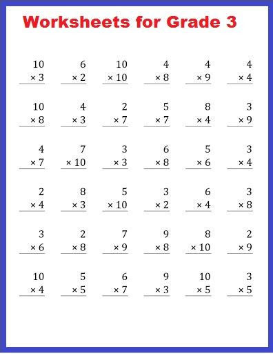  math worksheets multiplication 3rd grade