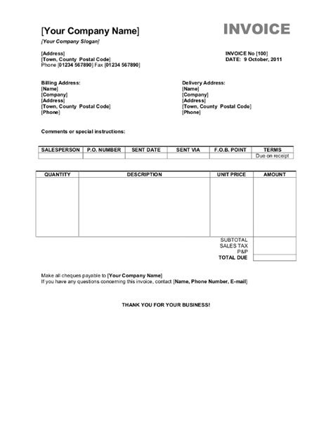  free invoice templates for word excel open office invoiceberry
