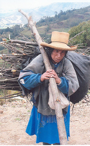 Indigenous women in rural Peru have to walk longer and longer distances to find firewood. Credit: Elena Villanueva/IPS