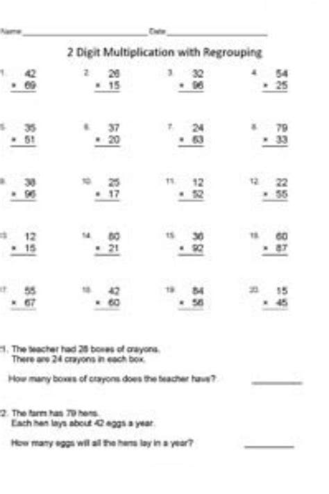  regrouping multiplication worksheets printable word searches