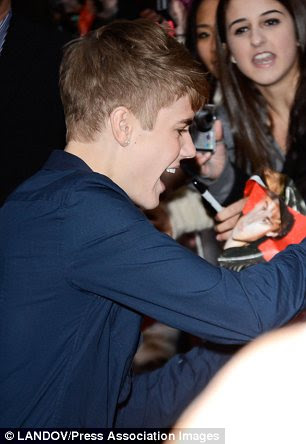 Thanks for the support: Justin was pleased with the response he got from fans and was more than happy to smile for pictures and sign autographs 