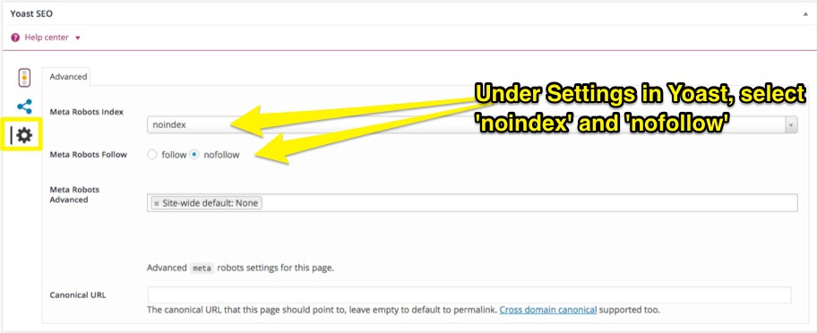 yoast-no-index-nofollow