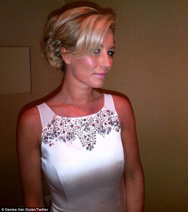 Putting on a brave face: Denise glammed up to attend a Macmillan charity event at the Grosvenor House Hotel on Friday night