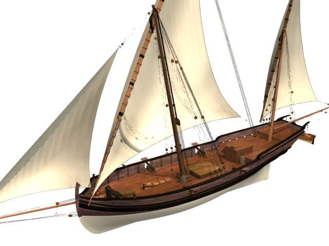 Three masts sailing ship 3d model 3dsmax files free download ...