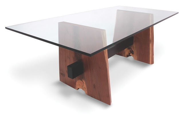 Walnut Dining Table Glass Top - Natural Edge Wood Base | Flickr ...
