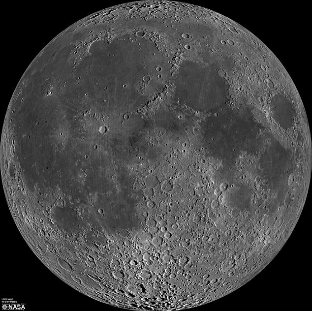The reason the moon has dark patches on the near side (pictured) that are not seen on the other side is likely due to its formation. The moon was once up to 20 times closer to Earth, and side closest is said to have been weakened by the still-hot Earth a few billion years ago