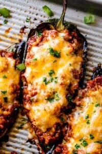 Chili Stuffed Poblano Peppers