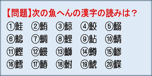 魚へんの漢字 一問一答問題まとめ