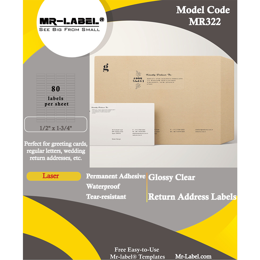 Mr-Label 1/2″ x 1-3/4″ Glossy Crystal Clear Return Address ...