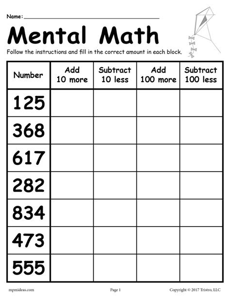 This website offers a variety of math games for 3rd graders, including addition games. mental math addition subtraction worksheet supplyme
