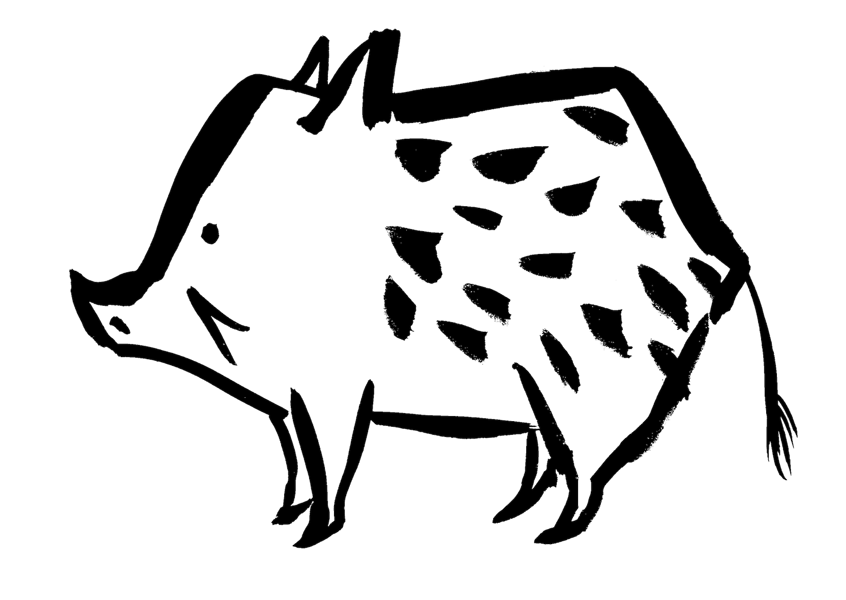 19年亥年 イノシシ墨絵イラスト 無料年賀状素材 無料イラスト配布サイトマンガトップ