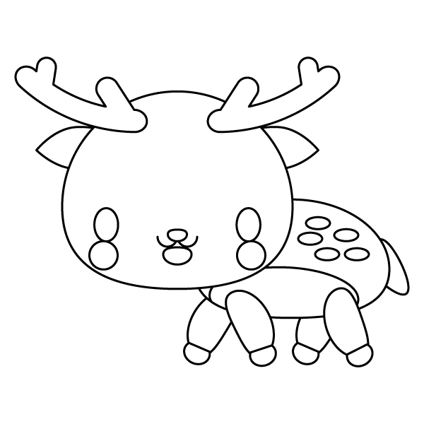 塗り絵に最適な白黒でかわいい鹿の無料イラスト 商用フリー オイデ43