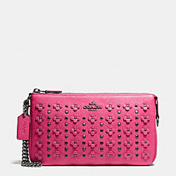 NOLITA WRISTLET 24 IN FLORAL RIVETS LEATHER - COACH f65541 - DARK GUNMETAL/DAHLIA