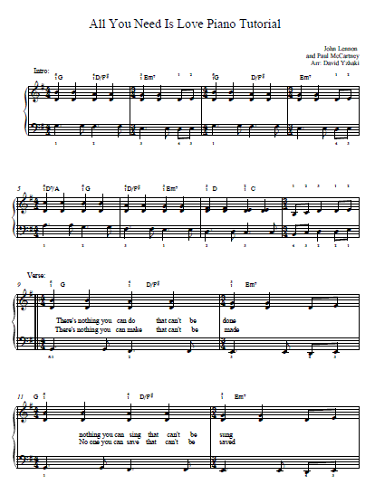 All You Need Is Love Piano Tutorial