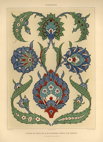 007-Hojas y floretes sobre loza esmaltada-L'art arabe d'apres les monuments du Kaire…Vol 2-1877- Achille Prisse d'Avennes y otros.