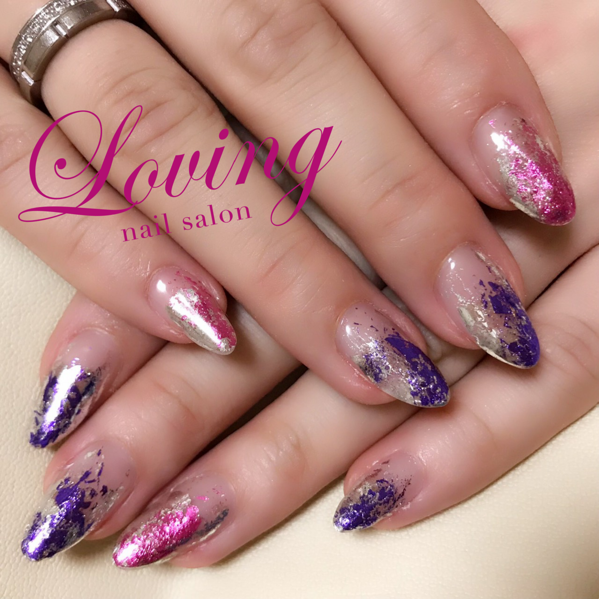 お客様ネイル ホイルアートネイル