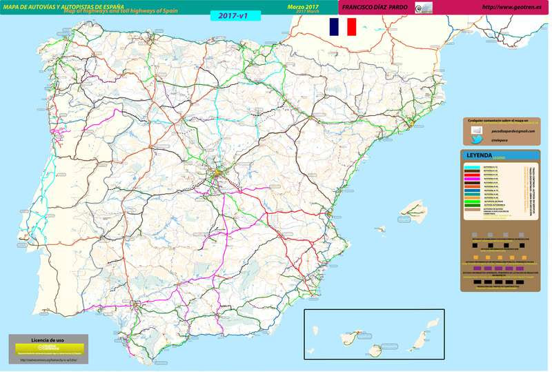 mapa autovias españa Mapa de Autovías y Autopistas de España actualizado ( Marzo 2017 