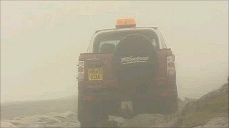 The vehicle on Snowdon, as bad weather closed in on Monday