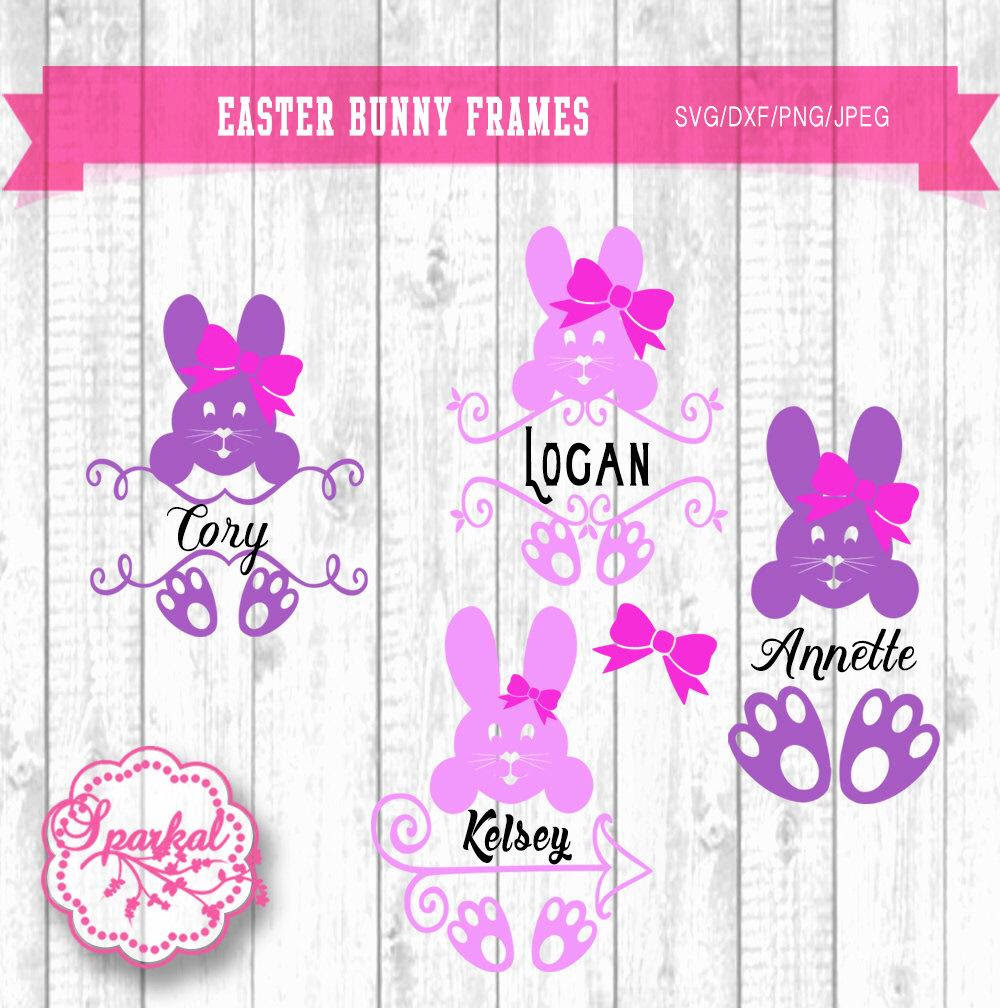 Download easter bunny face with monogram clipart - Clipground