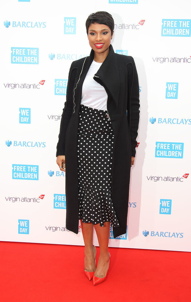 The combination of sophisticated coat, comfy tee, and flirty skirt (and heels!) makes this outfit pretty much perfect for nearly any occasion in the near future.
