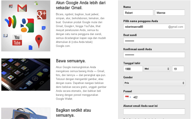 gmail2 Cara Membuat Email Baru di Gmail, Yahoo, dan Hotmail