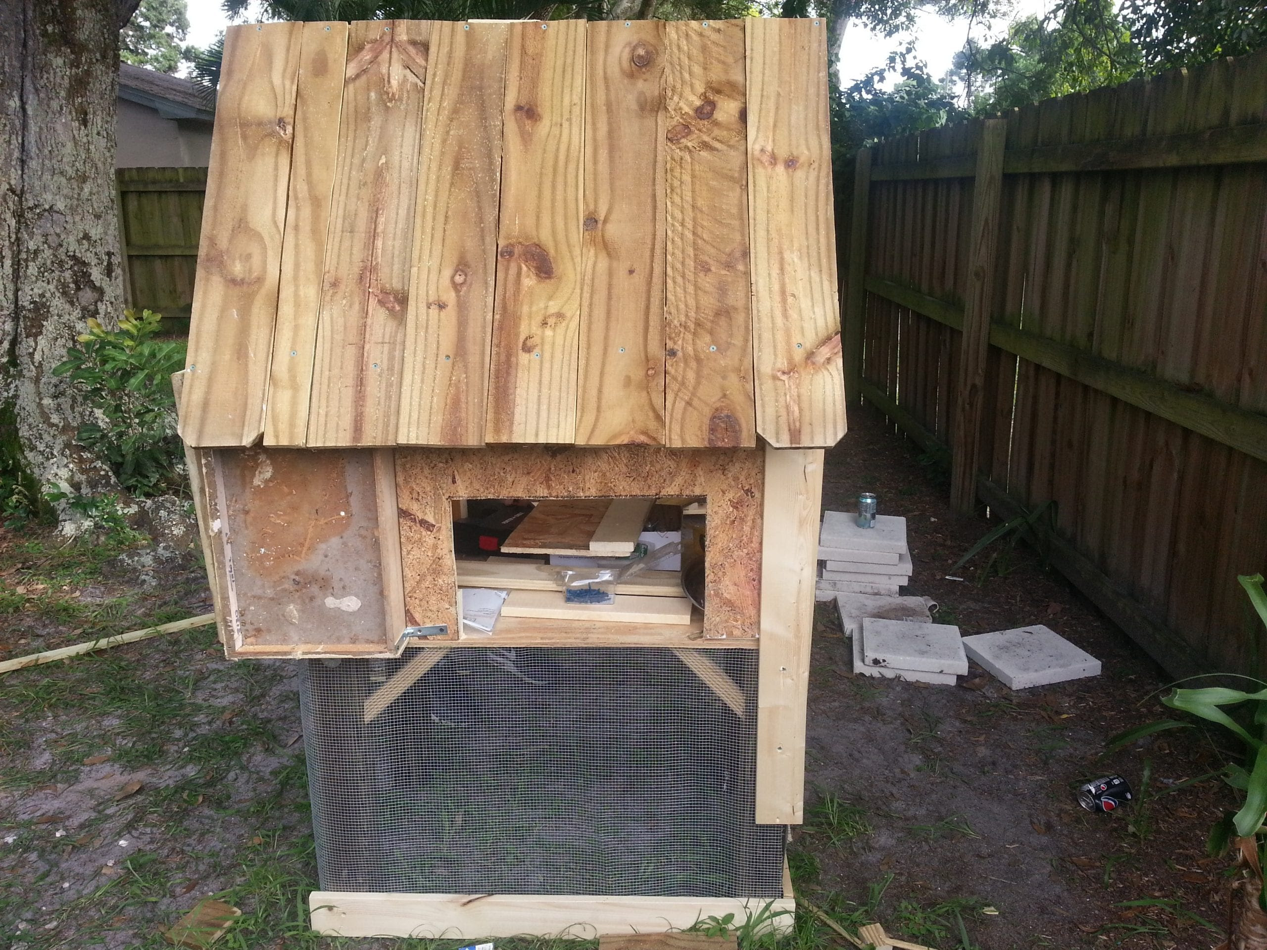 Pictured here below is the cleaning door. We used fencing for the ...