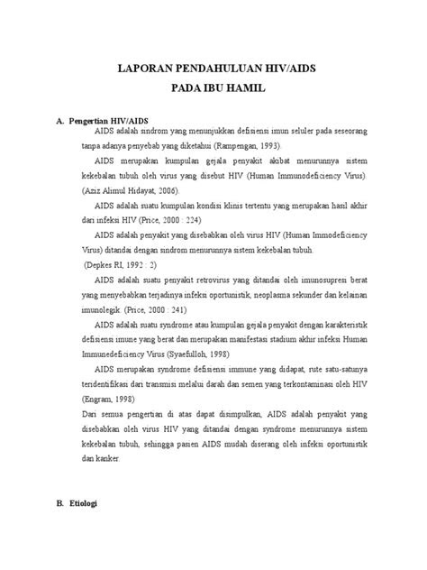 Lp Dan Askep Hiv Pada Ibu Hamil