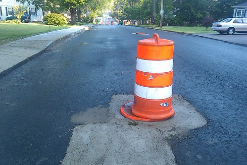 Wachusett St: almost a slalom course