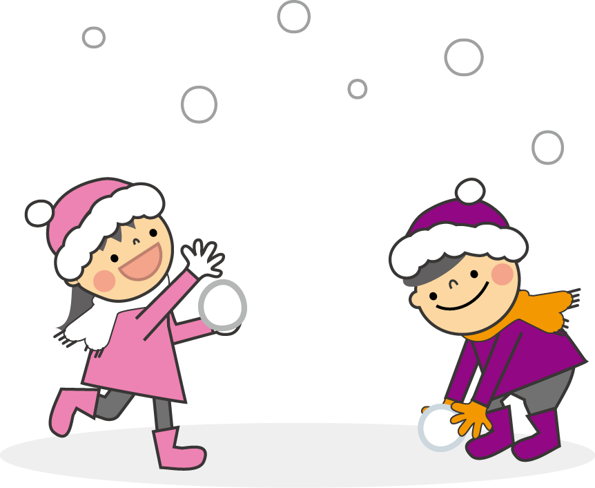 冬 雪 そり遊び スケート 雪だるま 雪合戦 のイラスト 無料イラスト