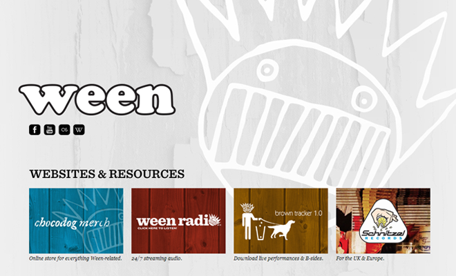ween rock band website layout