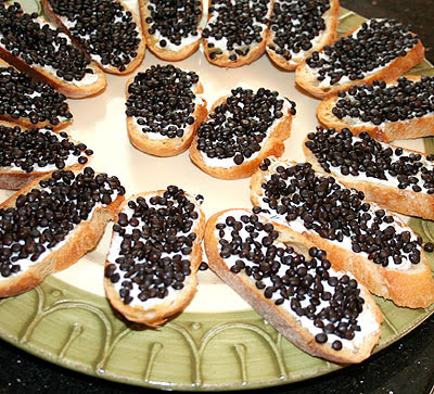 beluga lentil crostini