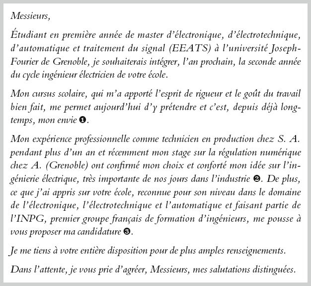 exemple lettre de motivation ecole d'ingenieur post bac