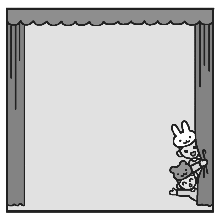 舞台 タイトル枠 モノクロ 発表会 おゆうぎ会の無料イラスト 秋の季節 行事 保育素材