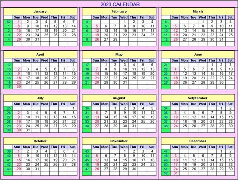 Each week is on an individual, separately . 2023 calendar