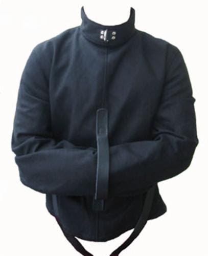 Black-Canvas-Strait-Jacket-Leather-Leg-Straps-Straight-Asylum-Costume-4-SIZE