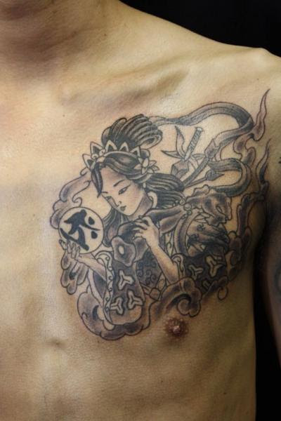 symbolism dragon tattoo of Tattoo Chest by South Geisha Dragon Tattoo Japanese