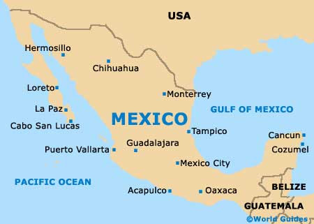 Map Of America And Mexico. Map of Mexico