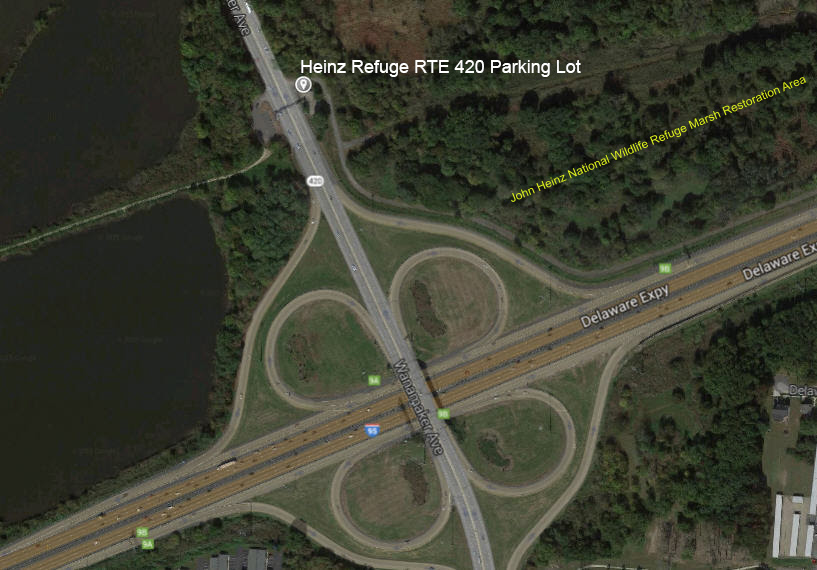 Map of the PA Route 420 entrance to the John Heinz National Wildlife Refuge