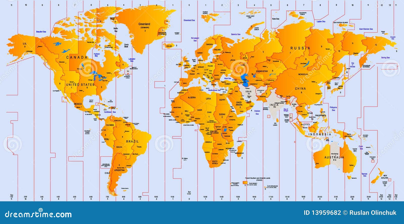 Carte De Fuseau Horaire Photographie stock - Image: 13959682