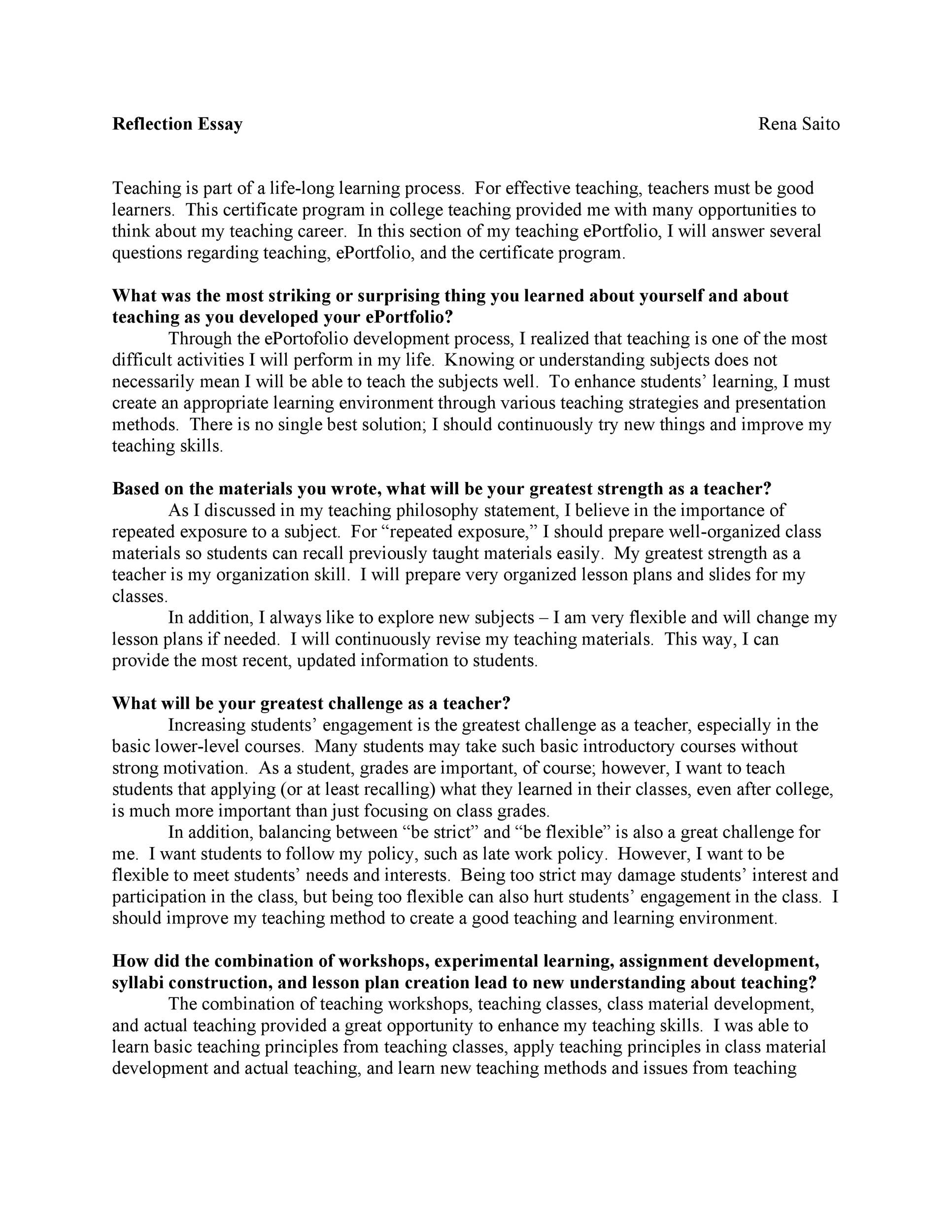 writing a reflective essay